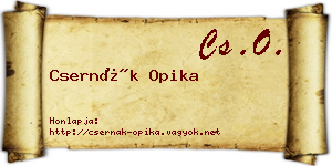 Csernák Opika névjegykártya